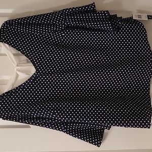 Blue and white bell sleeve top